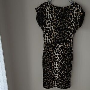 Leopard Print Sheath Dress - Black & Brown
